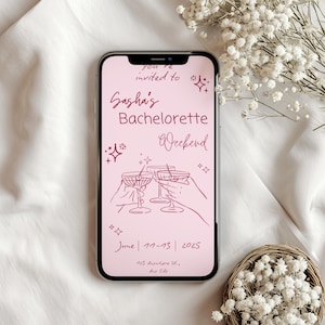 Hand Drawn Style Bachelorette Invitation & Itinerary Template, Handwritten Bachelorette Invite, Downloadable Bachelorette Party Invite