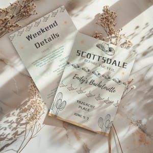 Scottsdale Before the Veil Bachelorette Weekend Itinerary Invite, Editable Arizona Bachelorette Invite, Bachelorette Invitation Template