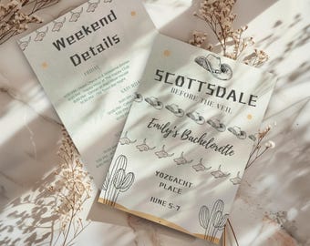 Scottsdale Bachelorette Itinerary Invite, Desert Theme (Editable Template)