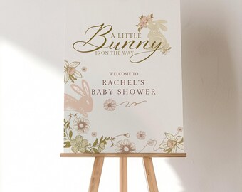 Bunny Baby Shower Willkommensschild, bearbeitbare Vorlage (digitaler Download)
