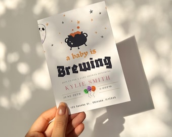 A Baby Is Brewing Baby Shower Invitation Template Editable Tea Party Theme Invite Printable Baby Shower Card Digital Download for Canva