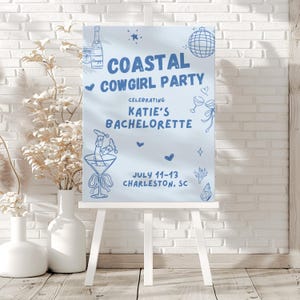 Coastal Cowgirl Bachelorette Welcome Sign, Editable Last Toast On The Coast Bachelorette Welcome Sign, Printable Beach Bachelorette Sign