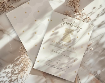 Somebunny Baby Shower Invitation, Bunny Theme (Editable Template)