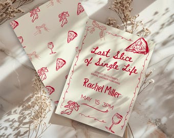 Last Slice off Single Life Bridal Shower Invitation Template, Italian Bachelorette Invite, Amore Bridal Shower, Pizza And Wine Shower Invite