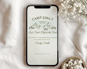 Camp Bachelorette Invitation Template | Last Trail Before The Veil (Digital Download)