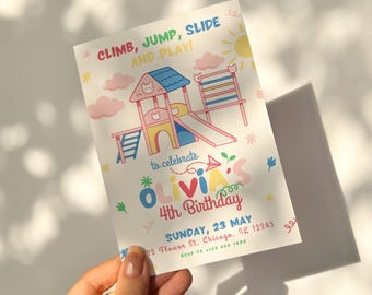 Editable Playground Birthday Invitation, Outdoor Park Party (Digital Download)