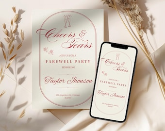 Farewell Party Invite Modern Going Away Party Invitation Editable Cheers and Tears Moving Away Invitation Printable Farewell Party Template