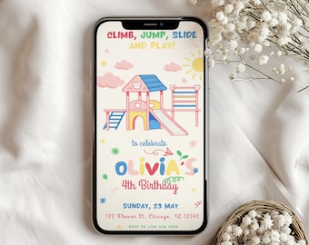 Playground Birthday Invitation Template, Editable Park Birthday Party Invite, Outdoor Park Party Invitation, Kids Park Party Invitation