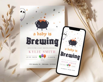 A Baby Is Brewing Baby Shower Invitation Template Editable Tea Party Theme Invite Printable Baby Shower Card Digital Download for Canva