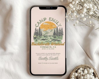 Camp Bachelorette Invitation Template, Cabin Weekend (Digital Download)