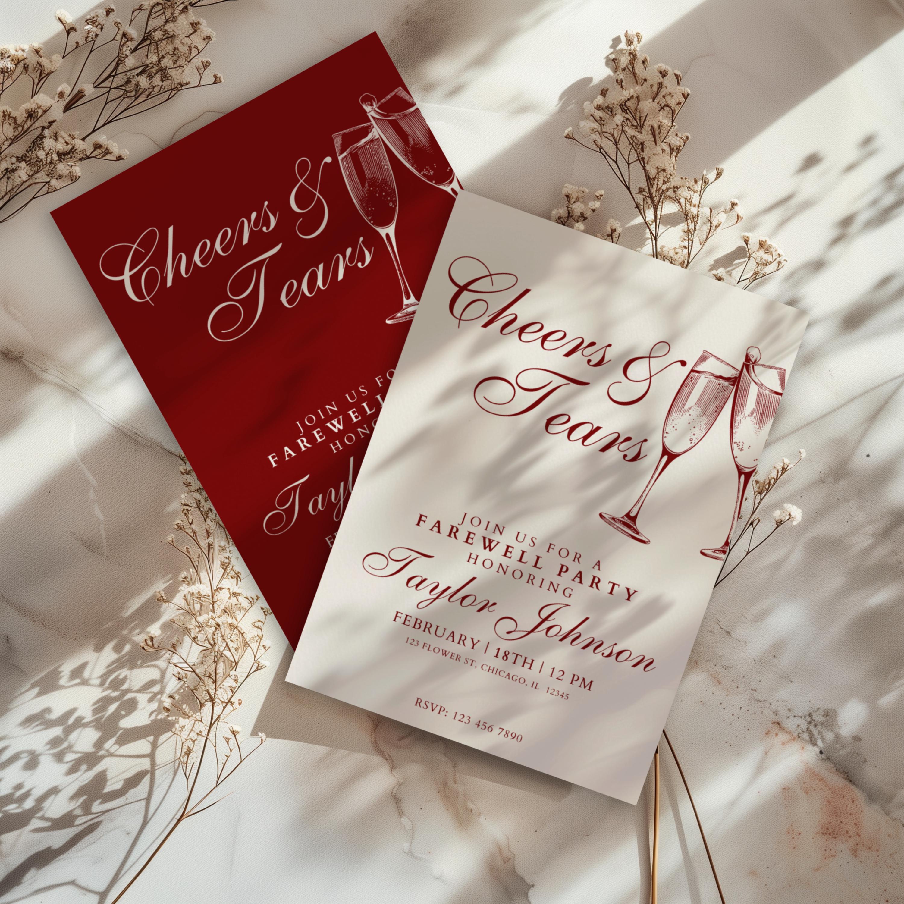 Farewell Party Invite Modern Going Away Party Invitation Editable Cheers and Tears Moving Away Invitation Printable Farewell Party Template