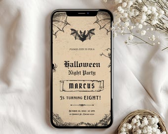 Halloween Party Invitation Template Editable Spooky Party Invite Canva Printable Halloween Bash Card Digital Download for Kids or Adults