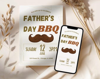 Father's Day BBQ Invitation Template, Editable Brunch Invite (Digital)