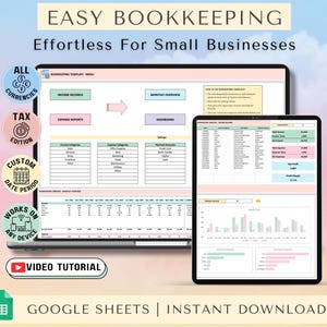 Small Business Bookkeeping Template Spreadsheet Google Sheets Profit and Loss Bookkeeper Excel Sheet Accounting Income Expense Tracker