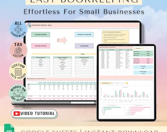 Buchhaltungs-Arbeitsblatt für kleine Unternehmen | Profit & Loss Google Sheets (Digitaler Download)