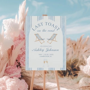 Last Toast On The Coast Bachelorette Party Welcome Sign Template Coastal Bachelorette Sign Editable Beach Bachelorette Party Printable
