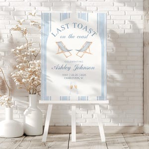 Last Toast On The Coast Bachelorette Party Welcome Sign Template Coastal Bachelorette Sign Editable Beach Bachelorette Party Printable