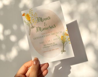 Floral Mother's Day Brunch Invitation, Moms & Mimosas, Editable (PDF)