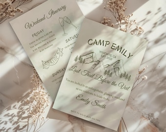 Camp Bachelorette Invitation & Itinerary Template (Digital Download)