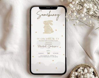 Somebunny Baby Shower Invitation, Editable Bunny Theme (Digital)