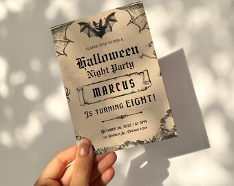 Halloween Party Invitation Template Editable Spooky Party Invite Canva Printable Halloween Bash Card Digital Download for Kids or Adults