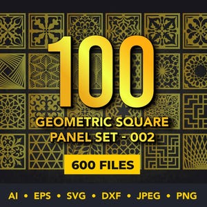Geometric Square Panel Set  – 100 Laser Cut Files | Room Divider, Decorative Wall Panels SVG & DXF