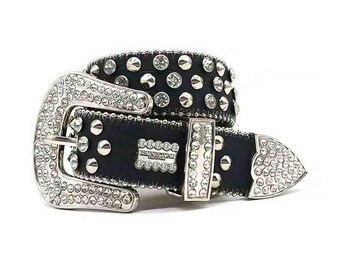 Black With Silver Studs Sparkle Rhinestone Belt