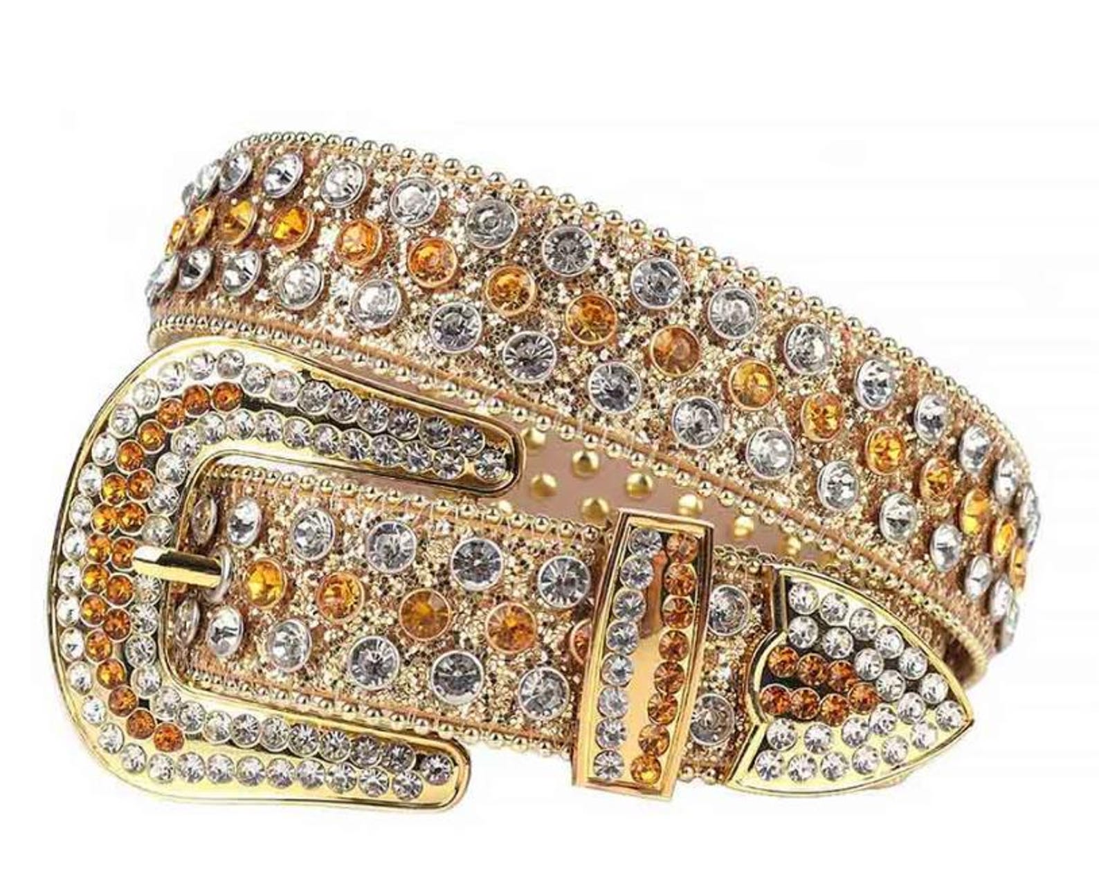 Gold Strap With Gold & Sparkling White Studded Rhinestone Belt - Etsy