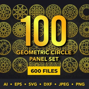 Geometric Circle Laser Cut Panel Set – 100 Round Decorative SVG & DXF Files