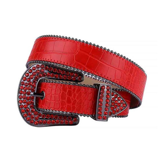 Red Strap With Red Studded Rhinestone Belt XL (37-38inches  display picture 2