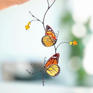 Monarch Butterfly Stained Glass Window Hangings, Handmade Product , Custom Stained Glass Insect Butterfly Artwork, Christmas Gifts Coworkers