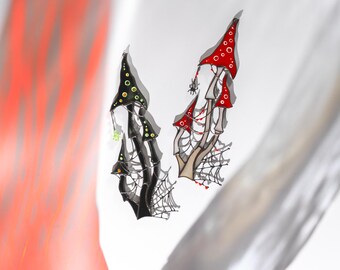 Fly Agaric Mushroom Stained Glass Window Hangings , Gothic Decoration Stained Glass Mushroom Ornament, Dark Cottagecore Halloween Suncatcher