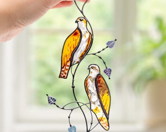 Osprey Bird Couple Stained Glass Suncatcher Window Hanging Nature Decor Couple Gift