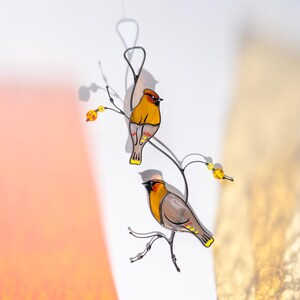 pair of bird as a stained glass decor for room