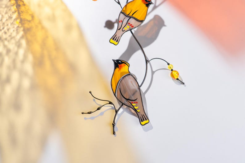 Stained glass birds made of real stained glass