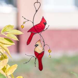 bird cardinals made of stained glass a memorial gift