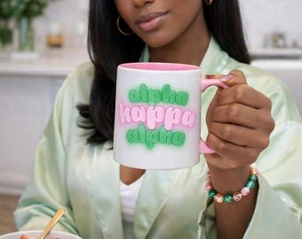 Pink and Green AKA Inspired Mug | Alpha Kappa Alpha Coffee Cup | Sorority Gift for Soror | Greek Life Mug | Pretty Girl Pink Green Gift