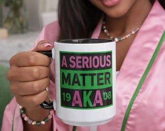 Pink and Green AKA Inspired Mug | Alpha Kappa Alpha Coffee Cup | Sorority Gift for Soror | Greek Life Mug | Pretty Girl Pink Green Gift