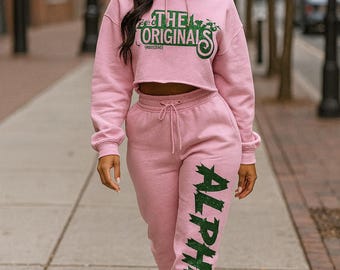 Alpha Kappa Alpha Sorority Gift | 1908 Crew Sweatshirt | AKA1908 Sweater | Alpha Woman | NPHC | AKA | Salmon Pink Apple Green | Skee-wee