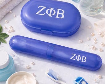 Zeta Phi Beta Travel Soap Dish & Toothbrush Holder Set | ZΦΒ Sorority Gift | Zeta Phi Beta Travel Toiletry Case | Sorority Travel Essentials