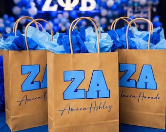 Zeta Amicae Custom Gift Bag | Personalized ZA Crossing Bag | ZPB Auxiliary Reveal Gift | Sorority Line Sister Gift | Amicae Presentation