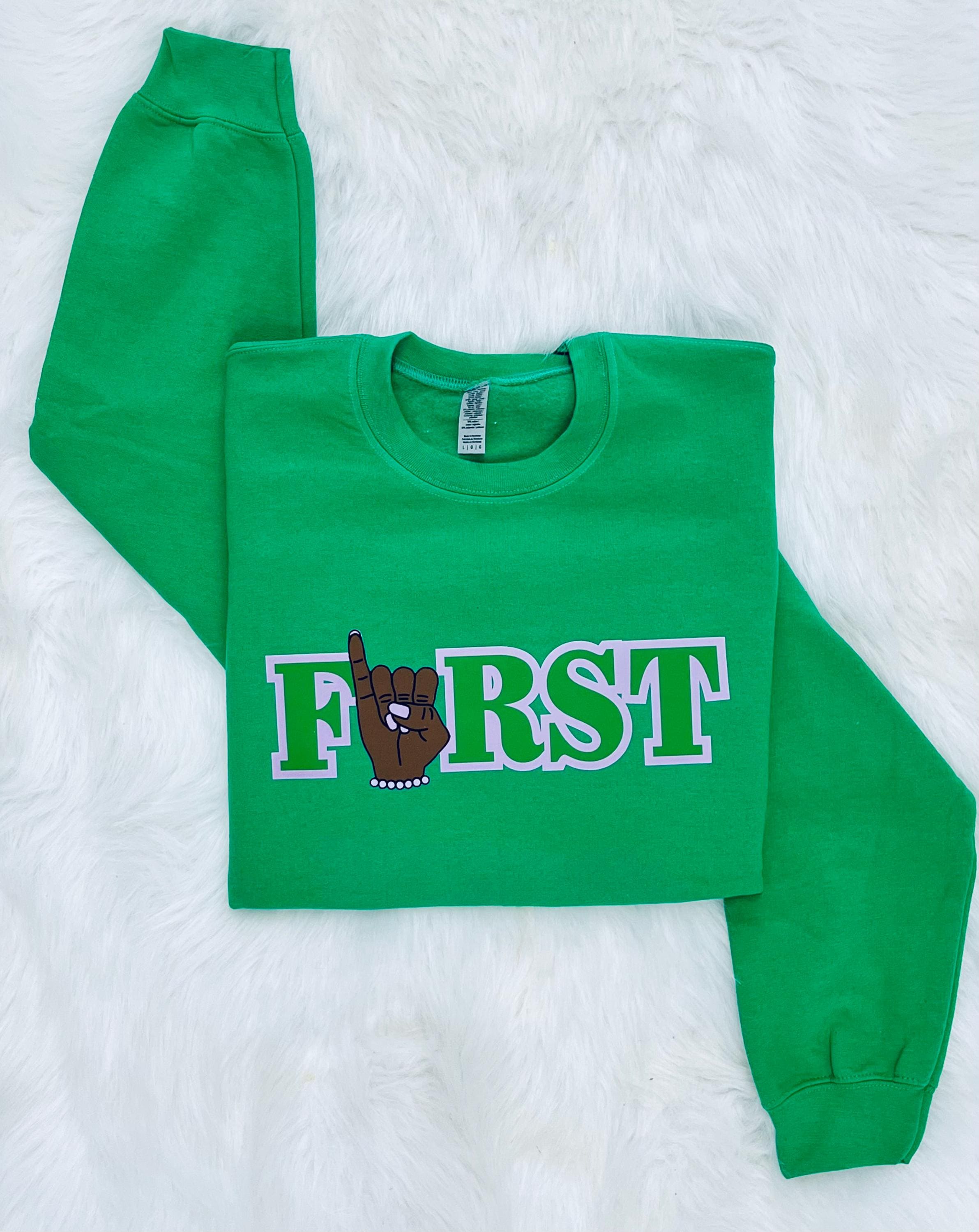 Alpha Kappa Alpha Sorority Gift | 1908 Crew Sweatshirt | AKA1908 Sweater | Alpha Woman | NPHC | AKA | Salmon Pink Apple Green | Skee-wee