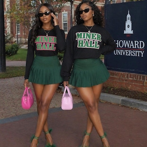 Alpha Kappa Alpha Sorority Gift | 1908 Crew Sweatshirt | AKA1908 Sweater | Alpha Woman | NPHC | AKA | Salmon Pink Apple Green | Skee-wee