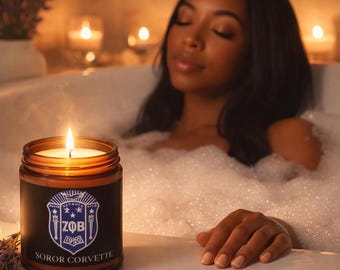 Zeta Phi Beta Personalized Candle | Custom Soror Name Gift | Lavender & White Sage Relaxation Candle | ZΦB Shield Sorority Self Care Decor