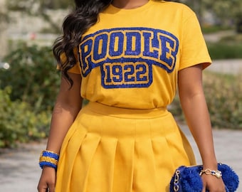 Sigma Gamma Rho Poodle 1922 Glitter Shirt | SGRho Sorority T-Shirt | Royal Blue & Gold Sorority Apparel | Pretty Poodle Shirt | Sigma Gamma