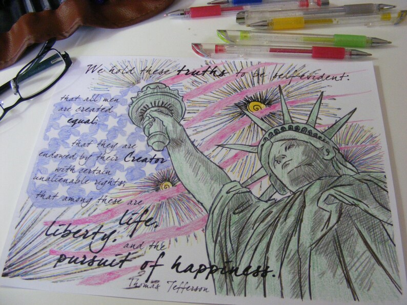 Coloring Page the Declaration of Independence Celebrate the | Etsy
