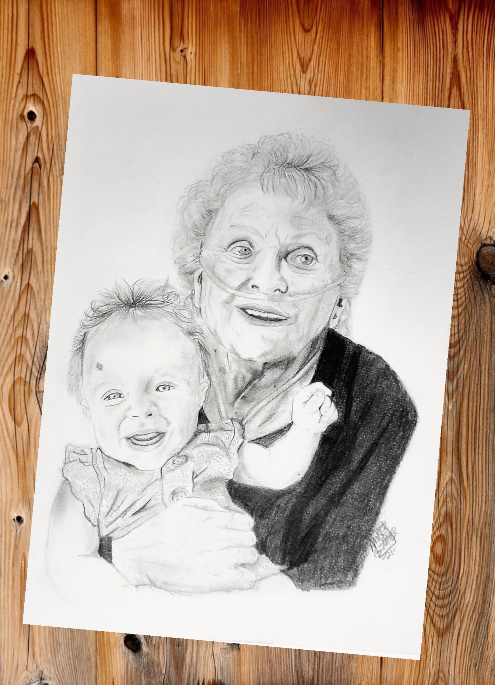 Custom Hand-drawn Graphite Portrait – Personalized Art, Family Memorial ...
