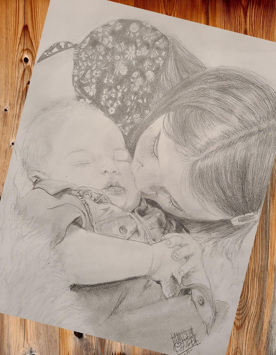 Custom Hand-drawn Graphite Portrait – Personalized Art, Family Memorial ...