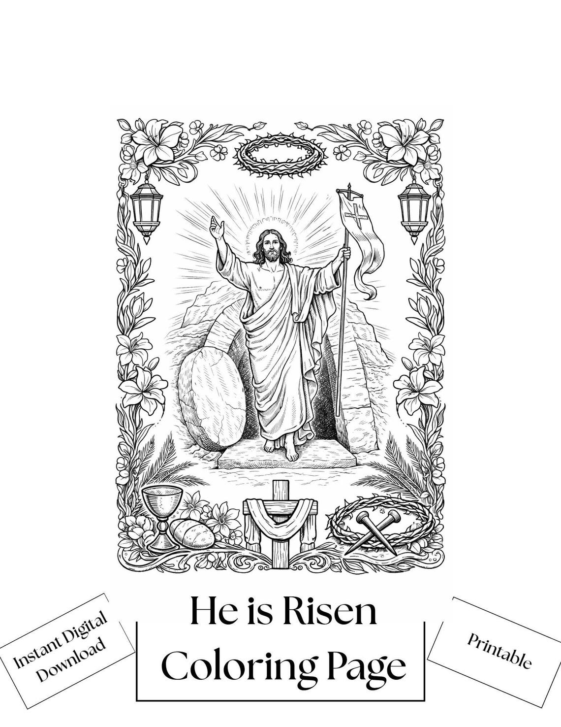 Resurrection of Jesus Coloring Page | Liturgical Year - Etsy