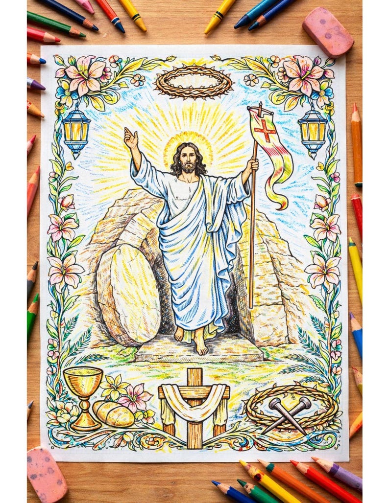Resurrection of Jesus Coloring Page | Liturgical Year - Etsy